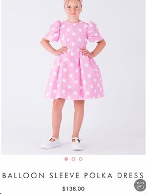 Balloon Sleeve Polka Dot Dress - Pink